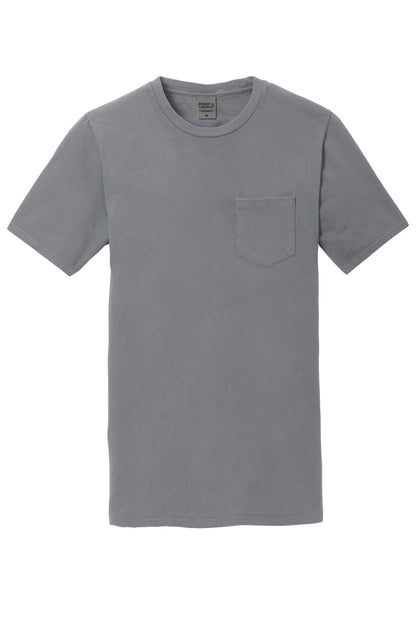 Port & Company Beach Wash Garment-Dyed Pocket Tee.  PC099P Pewter