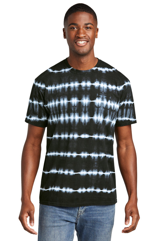 Port & Company Allover Stripe Tie-Dye Tee PC142 Black/ White