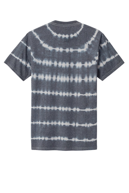 Port & Company Allover Stripe Tie-Dye Tee PC142 Graphite/ Light Grey