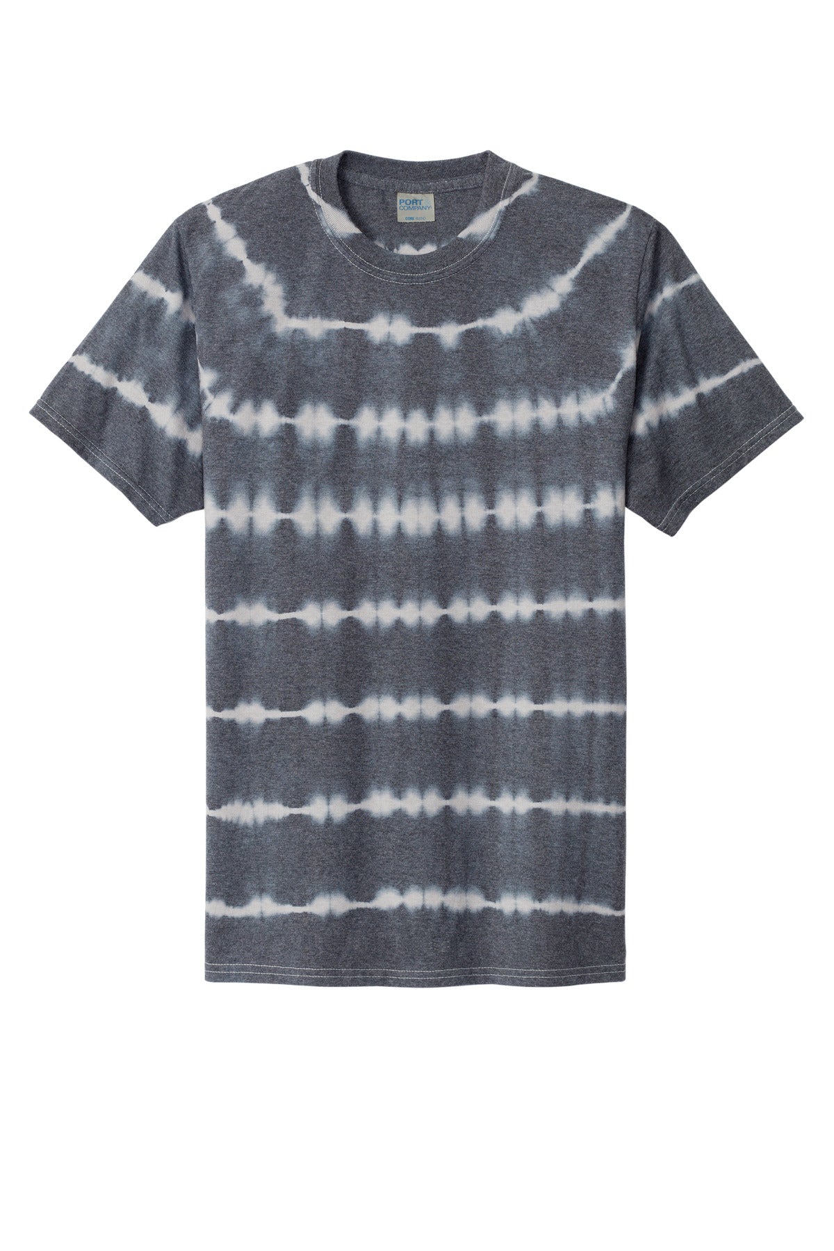 Port & Company Allover Stripe Tie-Dye Tee PC142 Graphite/ Light Grey