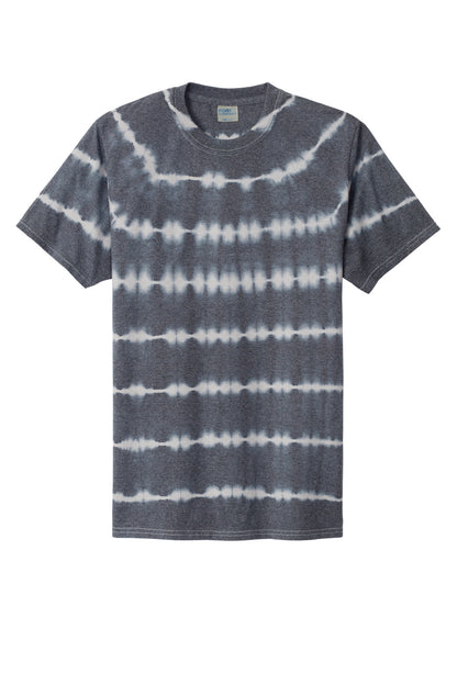 Port & Company Allover Stripe Tie-Dye Tee PC142 Graphite/ Light Grey