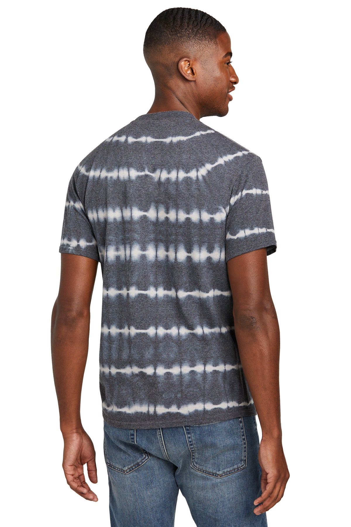 Port & Company Allover Stripe Tie-Dye Tee PC142 Graphite/ Light Grey