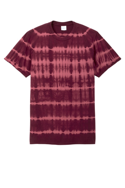 Port & Company Allover Stripe Tie-Dye Tee PC142 Merlot/ Burgundy