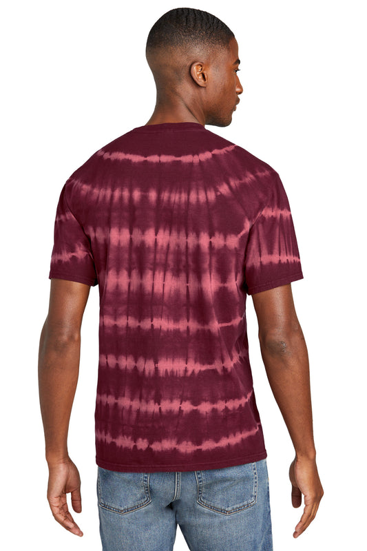 Port & Company Allover Stripe Tie-Dye Tee PC142 Merlot/ Burgundy