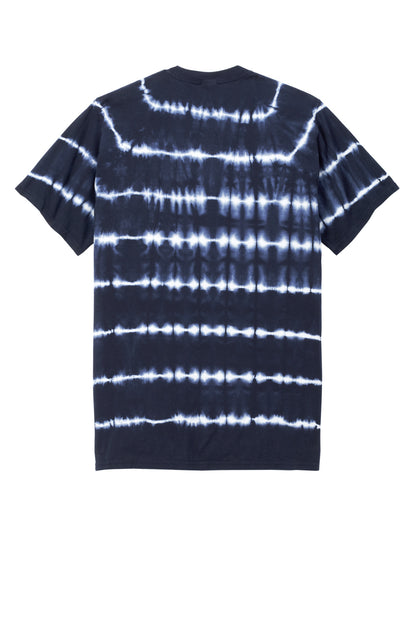 Port & Company Allover Stripe Tie-Dye Tee PC142 True Navy/ White