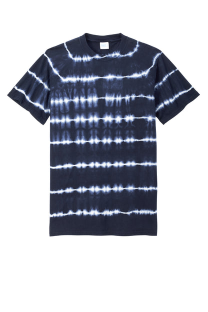 Port & Company Allover Stripe Tie-Dye Tee PC142 True Navy/ White