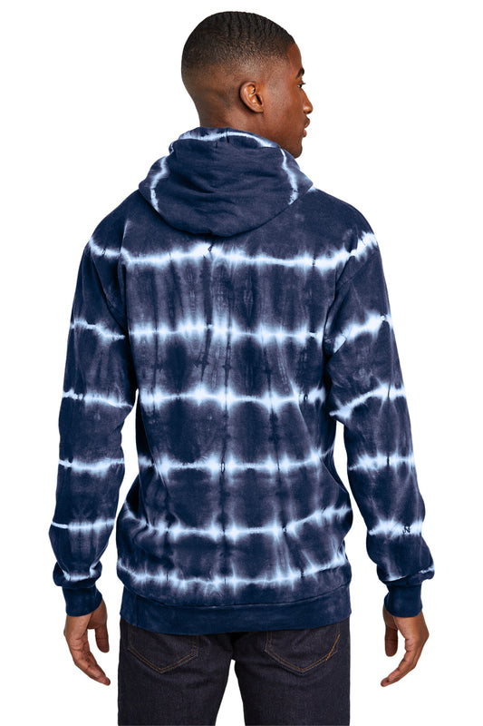 Port & Company Allover Stripe Tie-Dye Fleece PC143 True Navy/ White