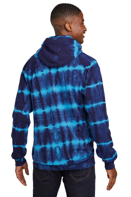 Port & Company Allover Stripe Tie-Dye Fleece PC143 Turquoise/ Team Navy