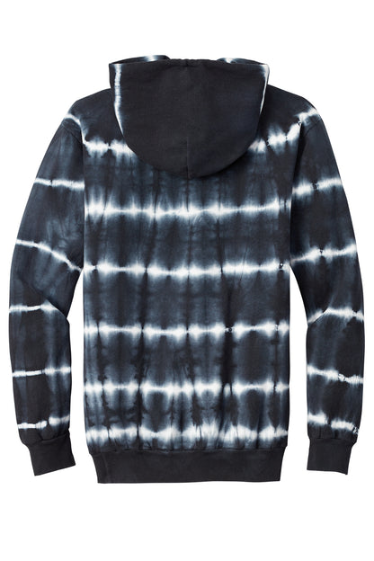 Port & Company Allover Stripe Tie-Dye Fleece PC143 Black/ White