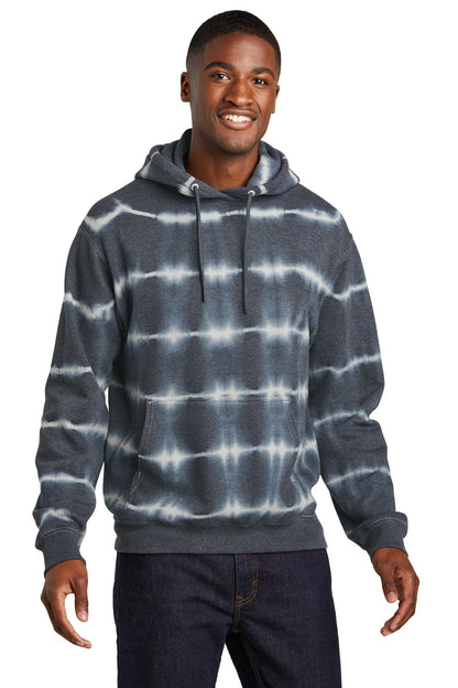Port & Company Allover Stripe Tie-Dye Fleece PC143 Graphite/ Light Grey