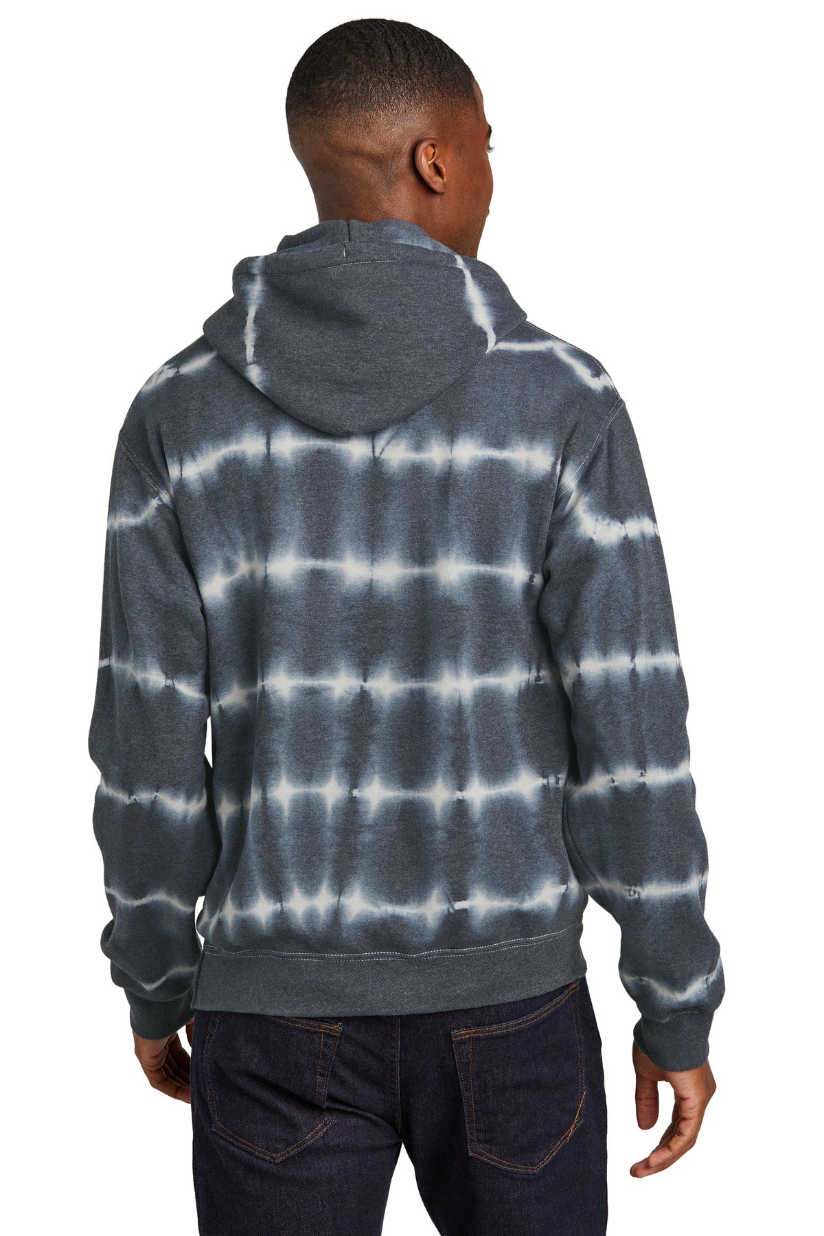 Port & Company Allover Stripe Tie-Dye Fleece PC143 Graphite/ Light Grey