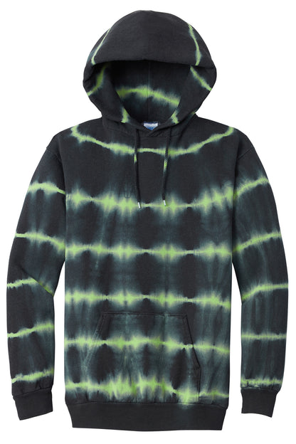Port & Company Allover Stripe Tie-Dye Fleece PC143 Green Tea/ Black