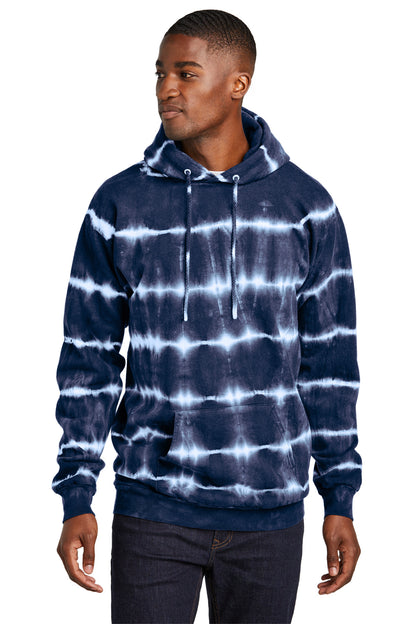 Port & Company Allover Stripe Tie-Dye Fleece PC143 True Navy/ White