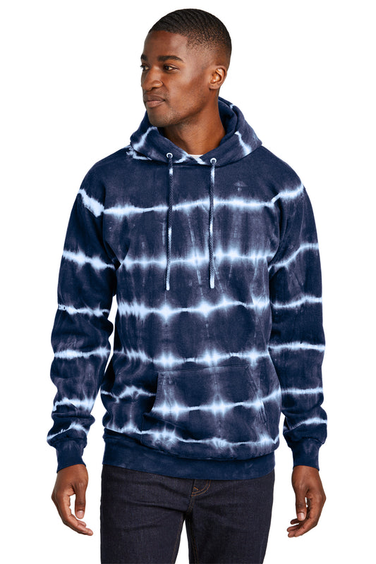 Port & Company Allover Stripe Tie-Dye Fleece PC143 True Navy/ White