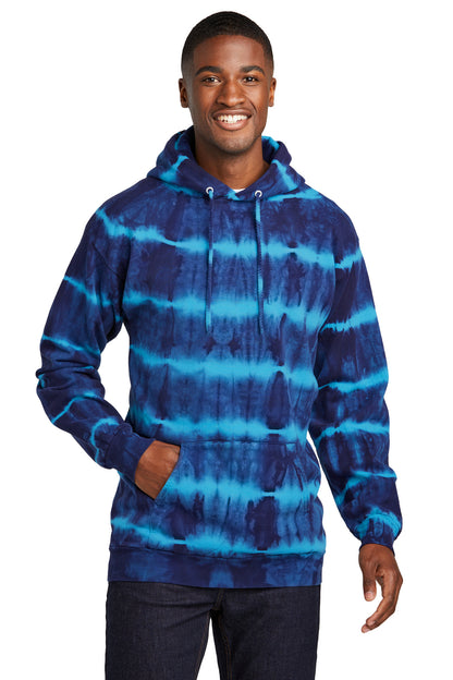 Port & Company Allover Stripe Tie-Dye Fleece PC143 Turquoise/ Team Navy