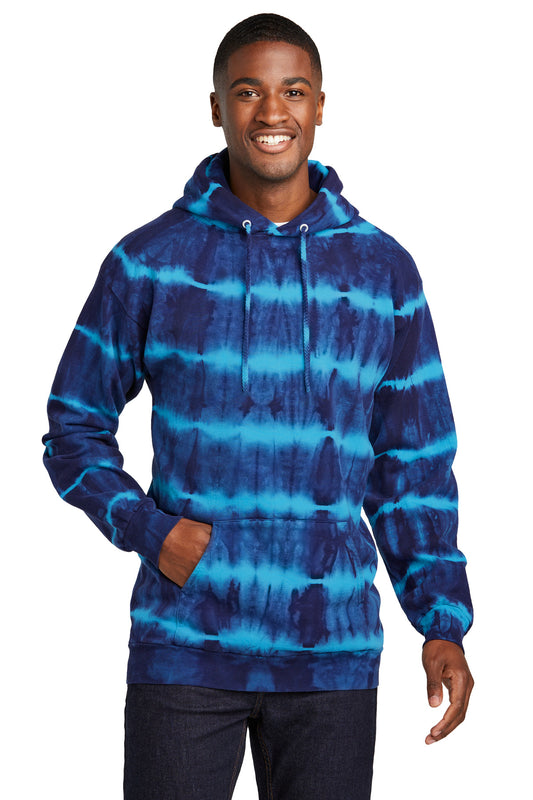Port & Company Allover Stripe Tie-Dye Fleece PC143 Turquoise/ Team Navy