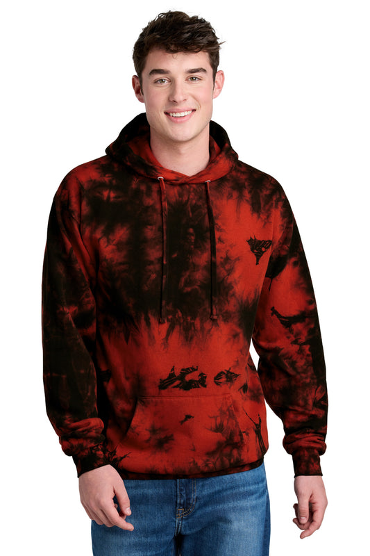 Port & Company Crystal Tie-Dye Pullover Hoodie PC144 Black/ Red