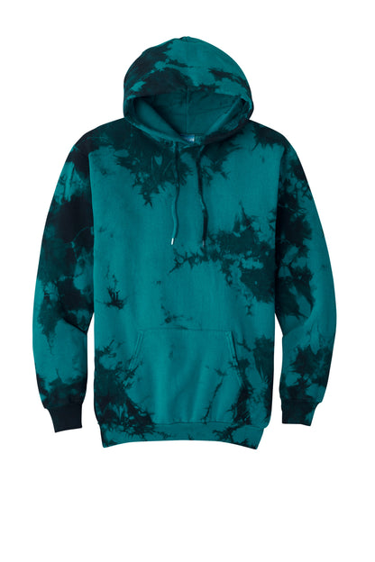 Port & Company Crystal Tie-Dye Pullover Hoodie PC144 Black/ Teal