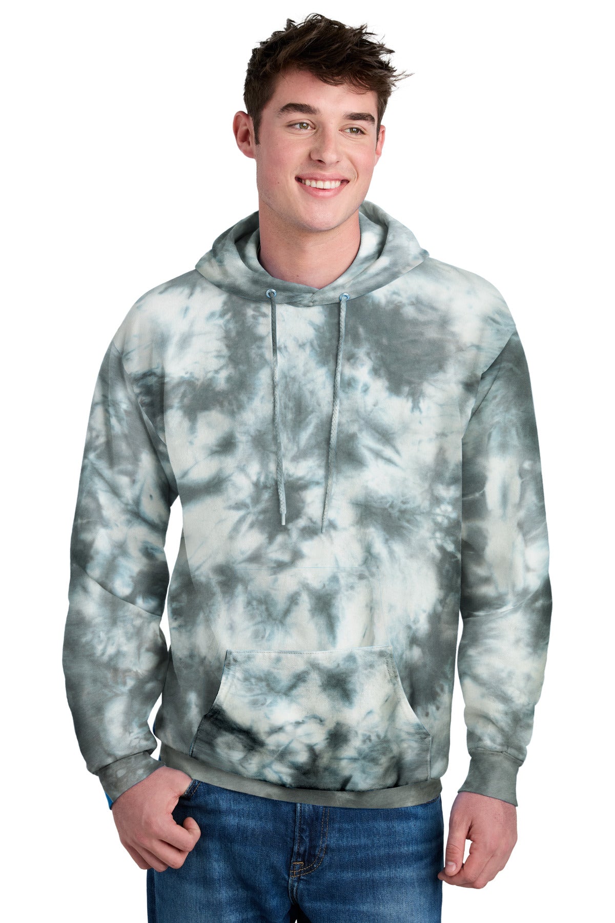 Port & Company Crystal Tie-Dye Pullover Hoodie PC144 Grey