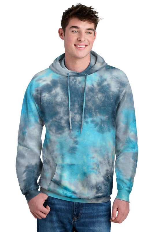 Port & Company Crystal Tie-Dye Pullover Hoodie PC144 Lagoon Colorburst