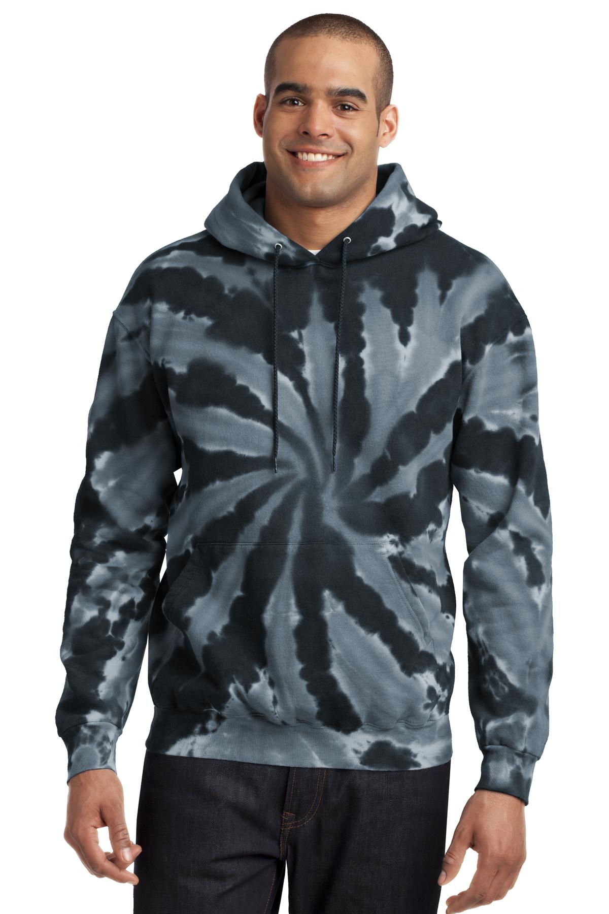 Port & Company Tie-Dye Pullover Hooded Sweatshirt. PC146 Black