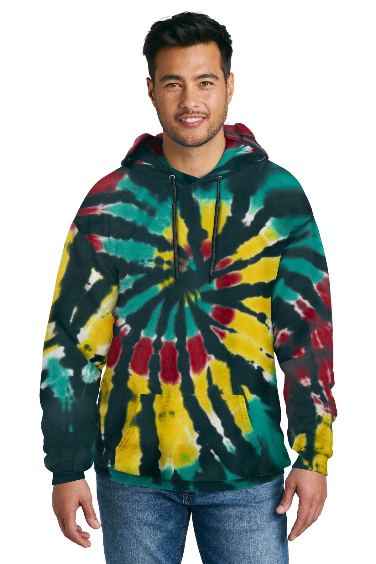 Port & Company Tie-Dye Pullover Hooded Sweatshirt. PC146 Island Spiral