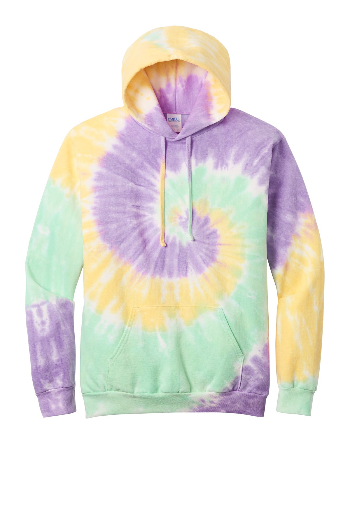 Port & Company Tie-Dye Pullover Hooded Sweatshirt. PC146 Mint Rainbow