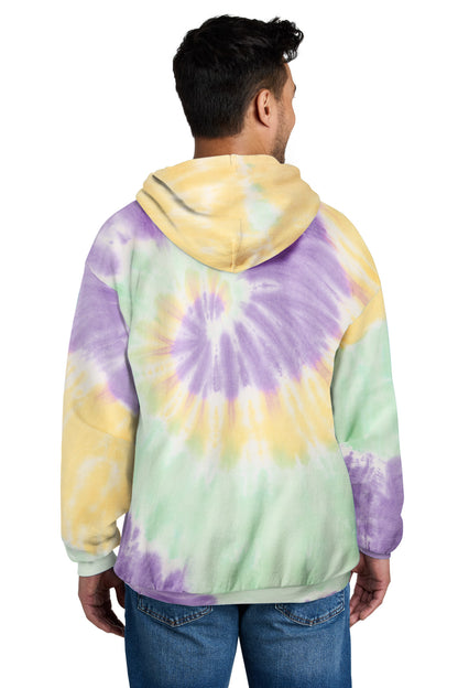 Port & Company Tie-Dye Pullover Hooded Sweatshirt. PC146 Mint Rainbow
