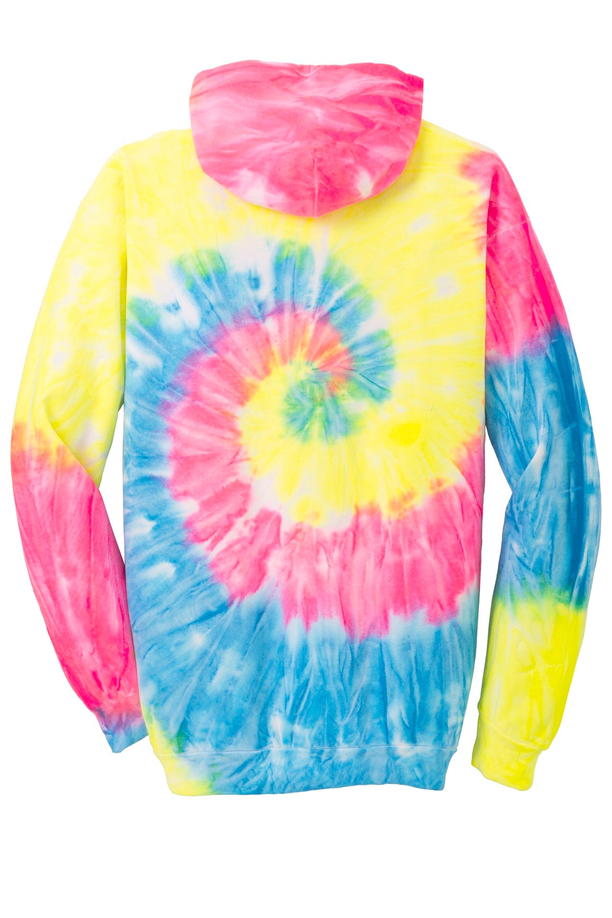 Port & Company Tie-Dye Pullover Hooded Sweatshirt. PC146 Neon Rainbow