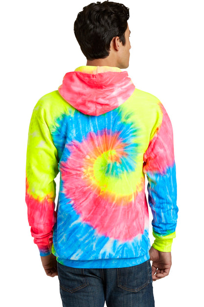 Port & Company Tie-Dye Pullover Hooded Sweatshirt. PC146 Neon Rainbow