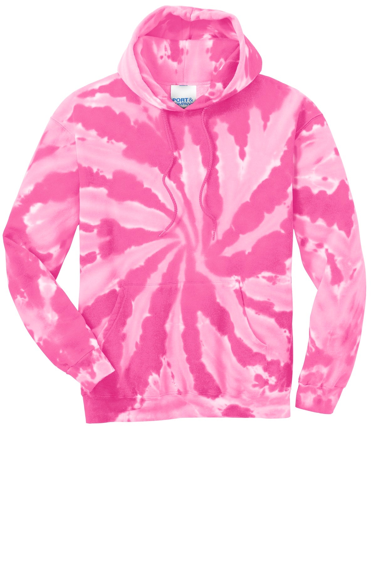 Port & Company Tie-Dye Pullover Hooded Sweatshirt. PC146 Pink
