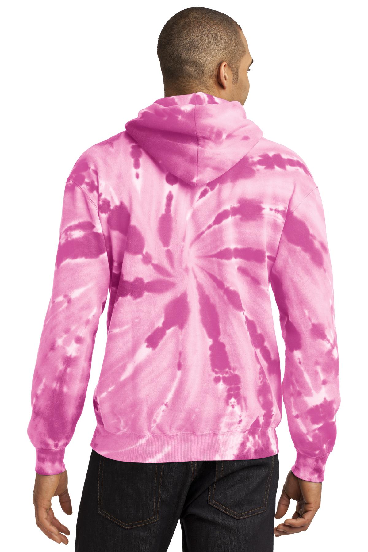 Port & Company Tie-Dye Pullover Hooded Sweatshirt. PC146 Pink