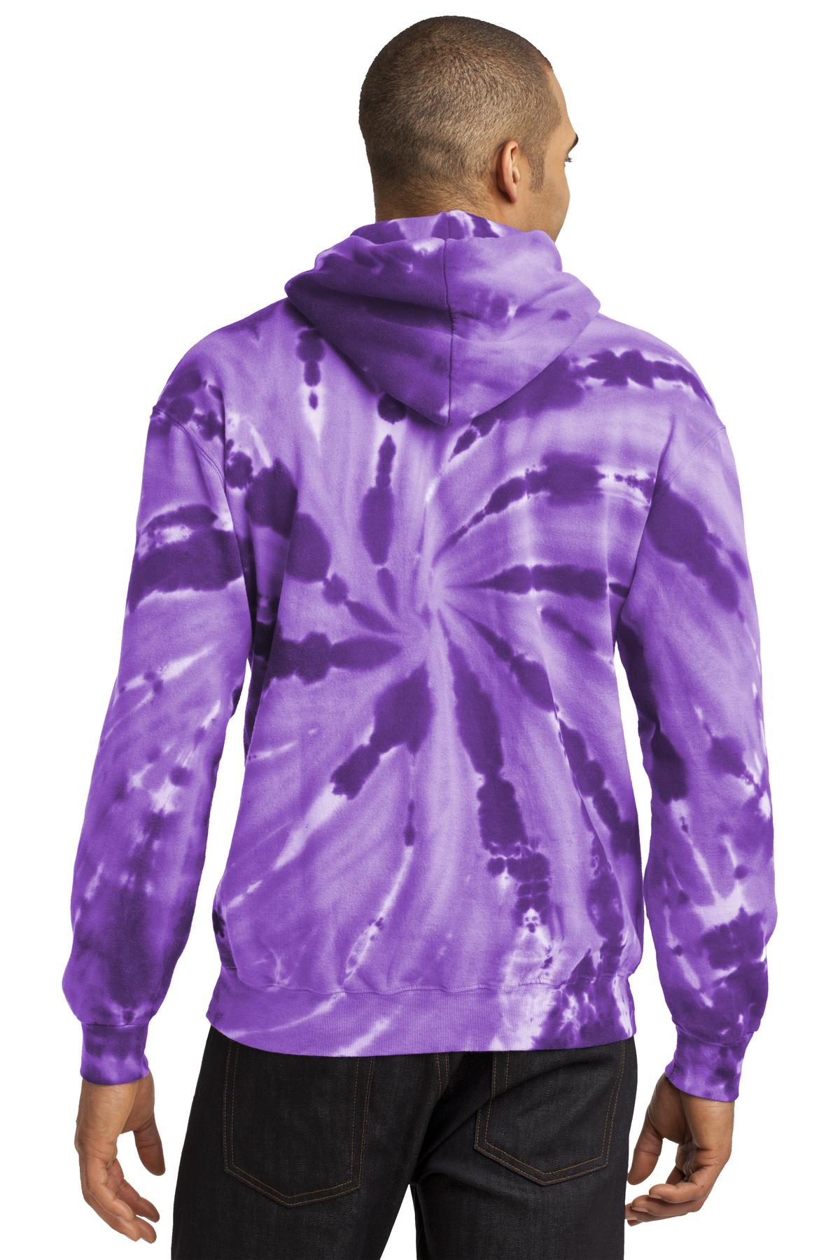 Port & Company Tie-Dye Pullover Hooded Sweatshirt. PC146 Purple