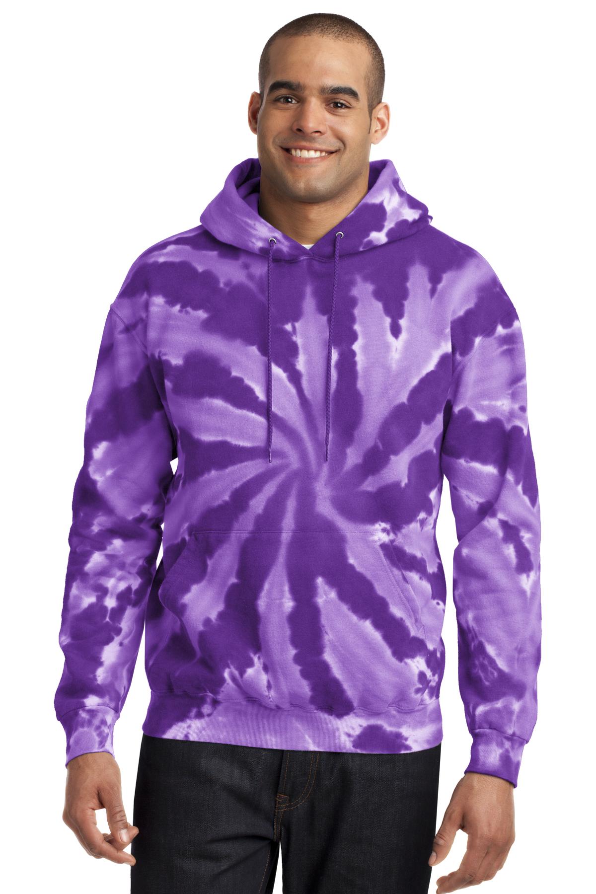 Port & Company Tie-Dye Pullover Hooded Sweatshirt. PC146 Purple