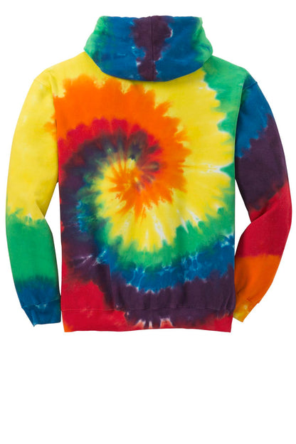 Port & Company Tie-Dye Pullover Hooded Sweatshirt. PC146 Rainbow