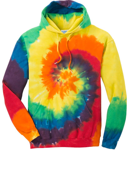 Port & Company Tie-Dye Pullover Hooded Sweatshirt. PC146 Rainbow