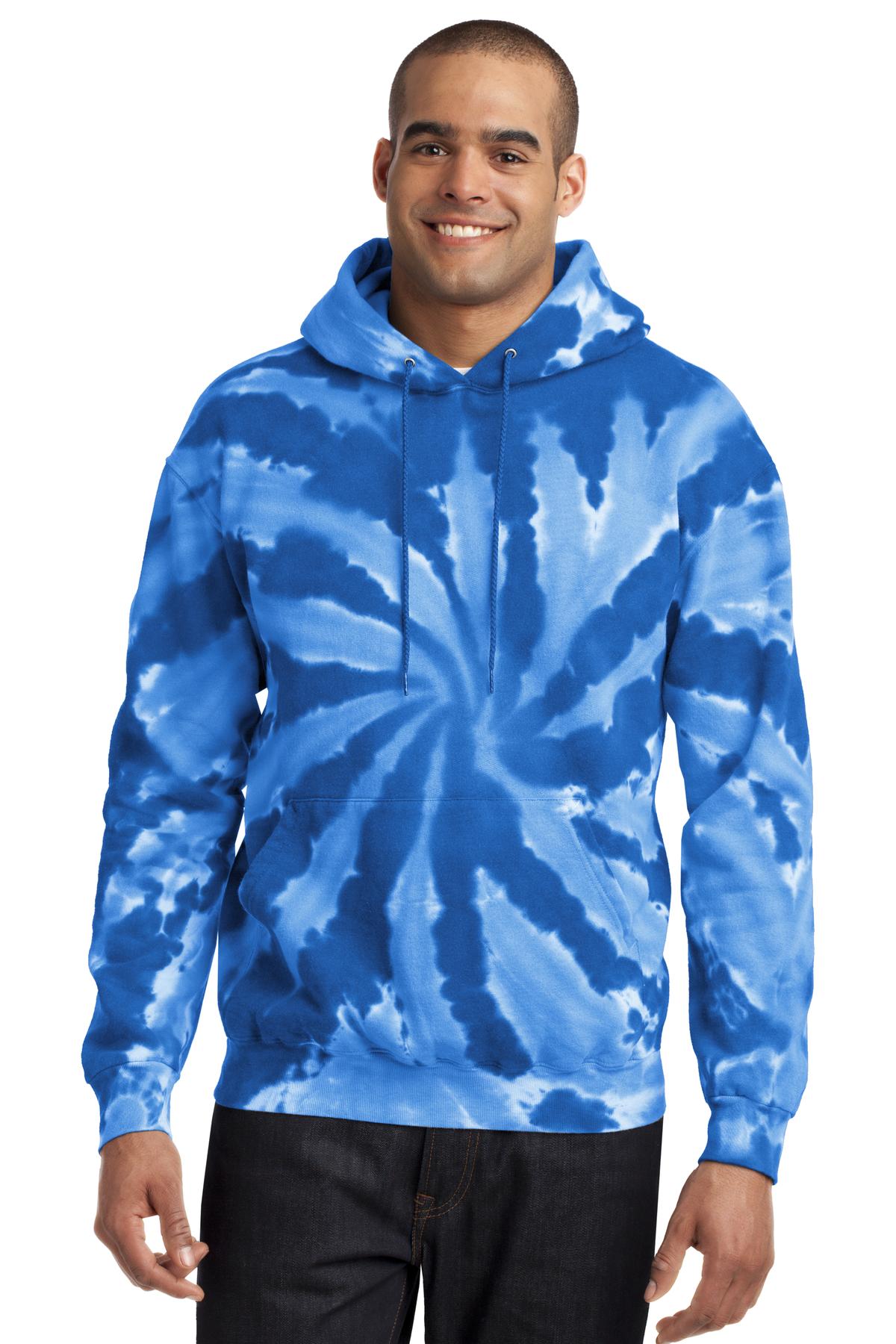 Port & Company Tie-Dye Pullover Hooded Sweatshirt. PC146 Royal