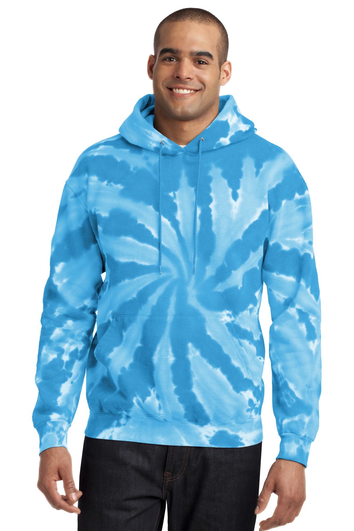 Port & Company Tie-Dye Pullover Hooded Sweatshirt. PC146 Turquoise