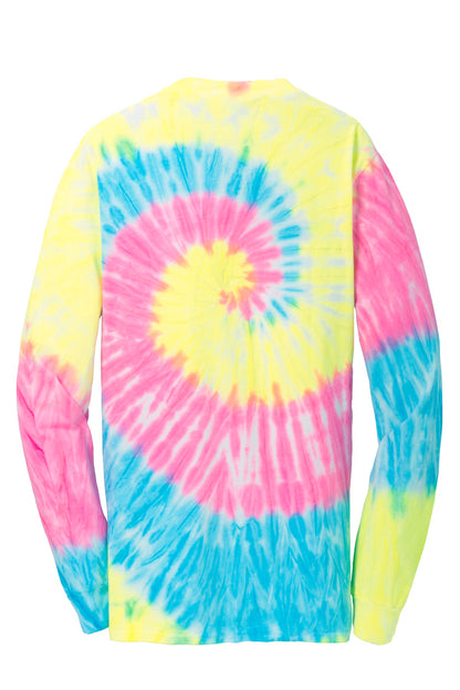Port & Company Tie-Dye Long Sleeve Tee.  PC147LS Neon Rainbow