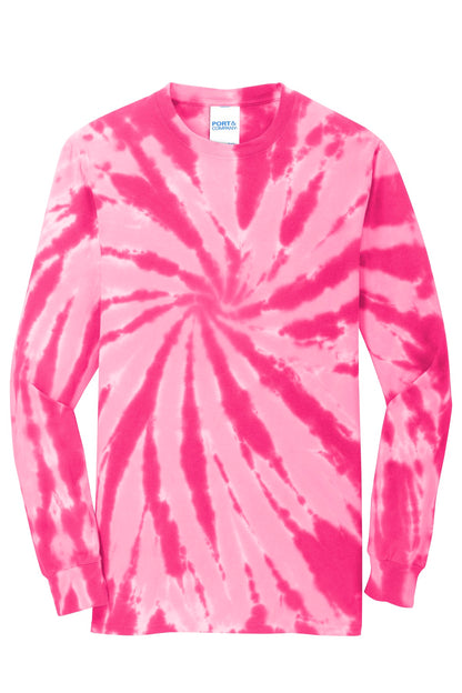 Port & Company Tie-Dye Long Sleeve Tee.  PC147LS Pink