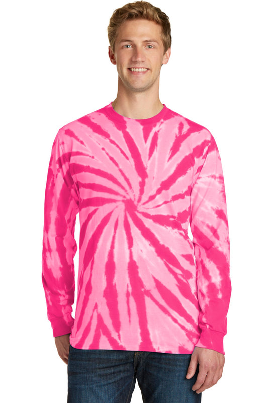 Port & Company Tie-Dye Long Sleeve Tee.  PC147LS Pink