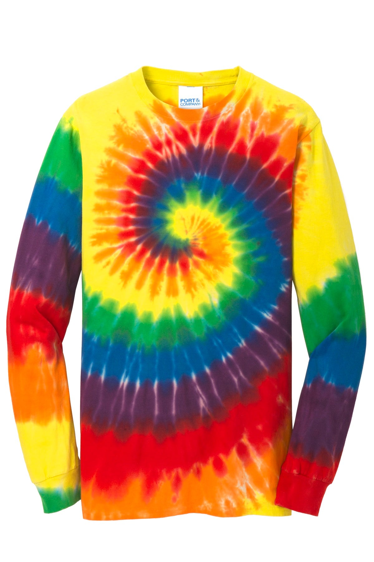 Port & Company Tie-Dye Long Sleeve Tee.  PC147LS Rainbow