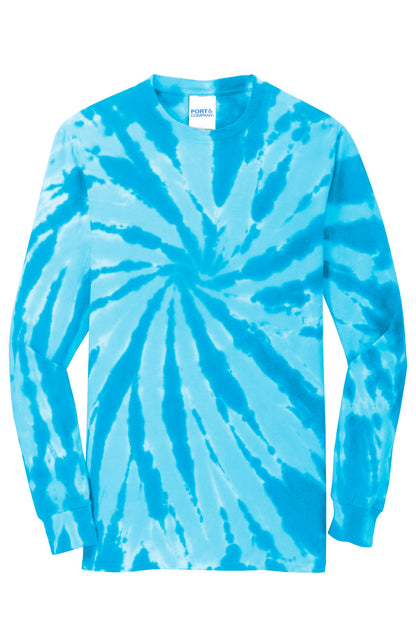 Port & Company Tie-Dye Long Sleeve Tee.  PC147LS Turquoise