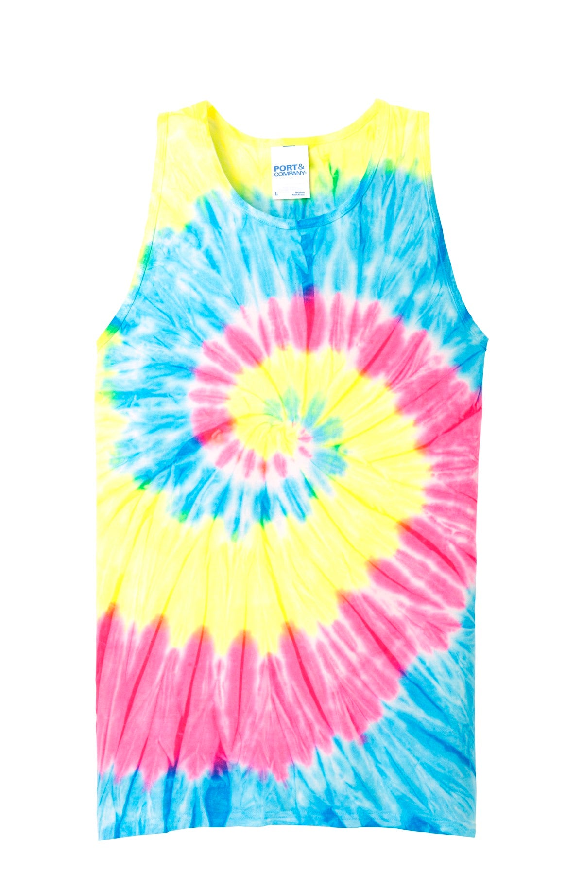 Port & Company Tie-Dye Tank Top.  PC147TT Neon Rainbow