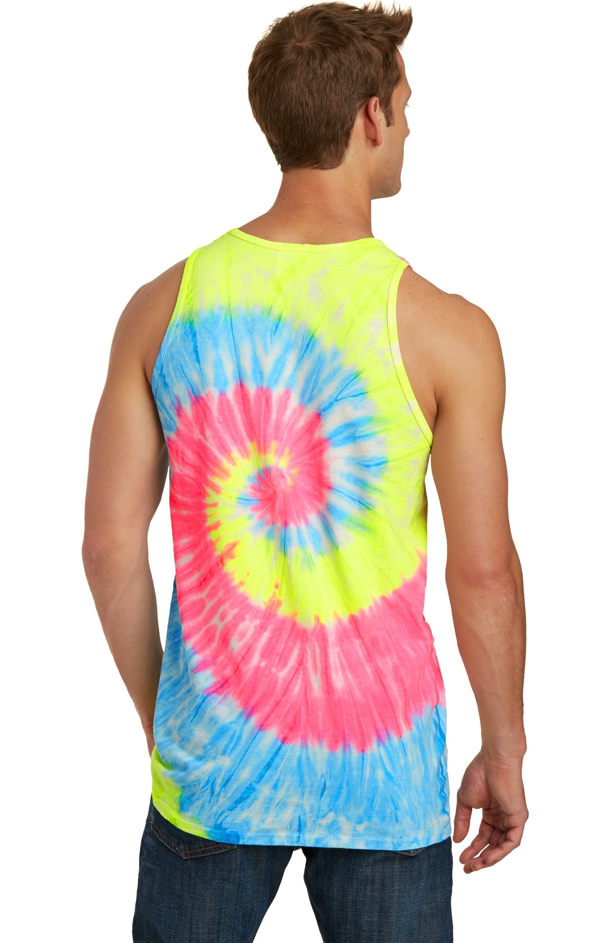 Port & Company Tie-Dye Tank Top.  PC147TT Neon Rainbow