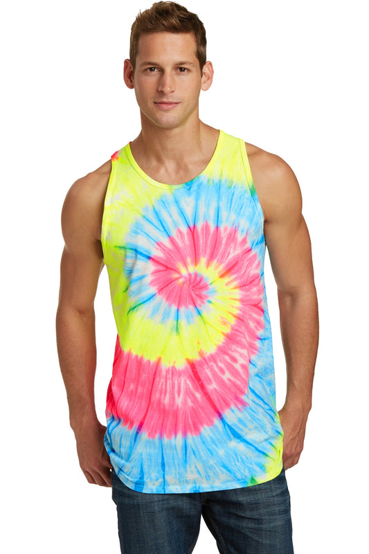 Port & Company Tie-Dye Tank Top.  PC147TT Neon Rainbow