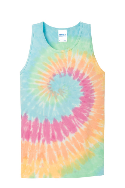 Port & Company Tie-Dye Tank Top.  PC147TT Pastel Rainbow