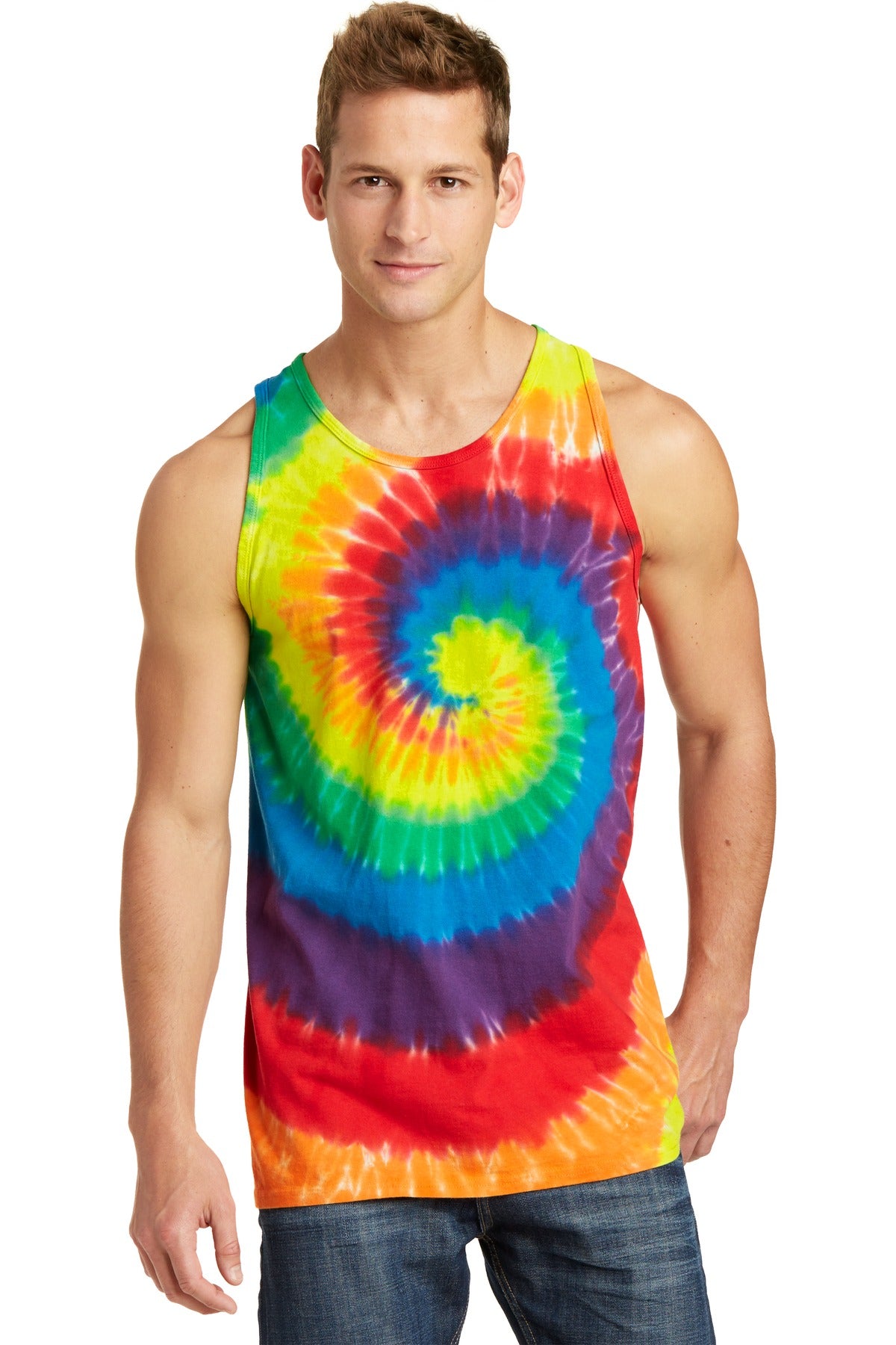 Port & Company Tie-Dye Tank Top.  PC147TT Rainbow