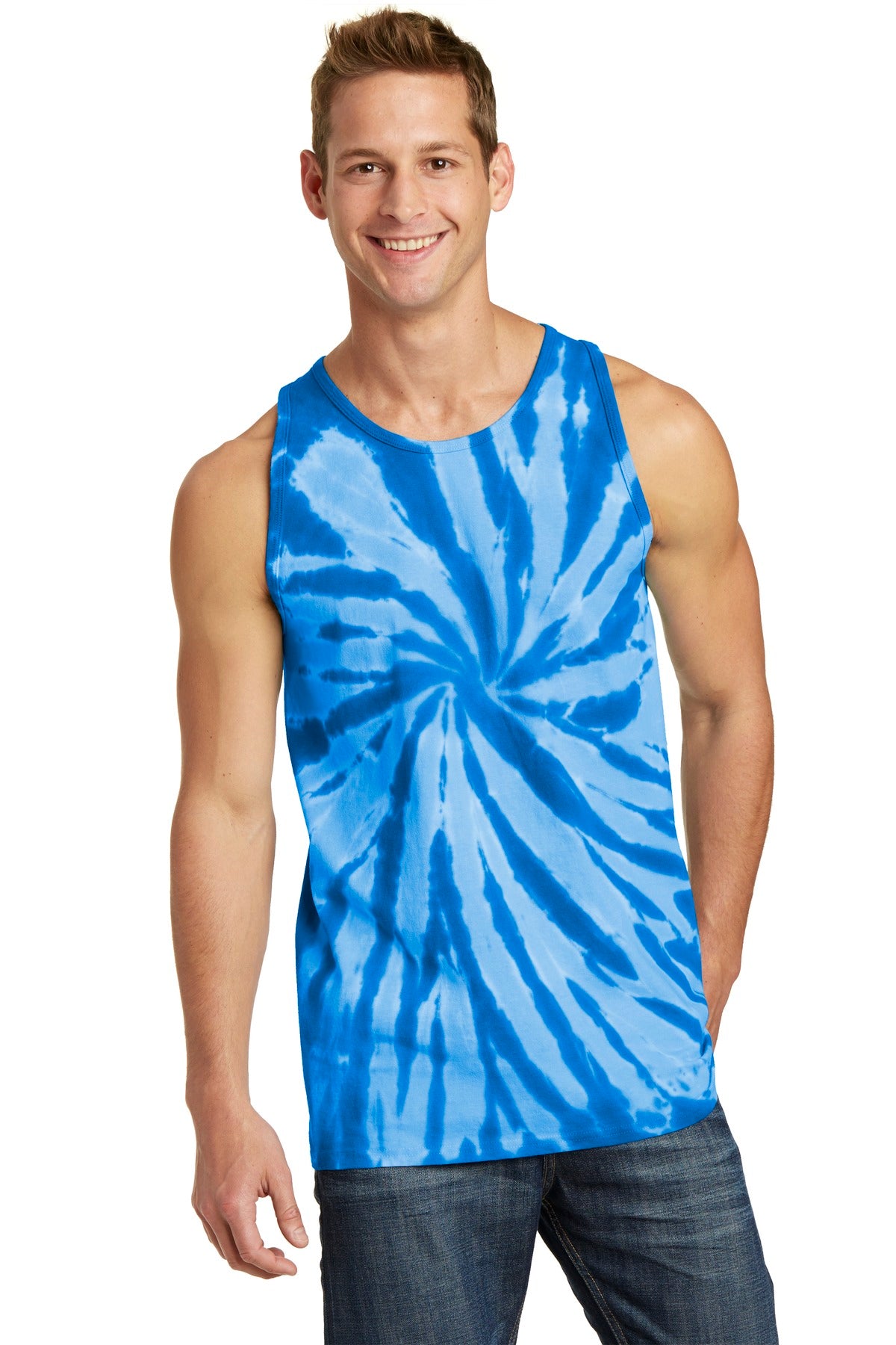Port & Company Tie-Dye Tank Top.  PC147TT Royal