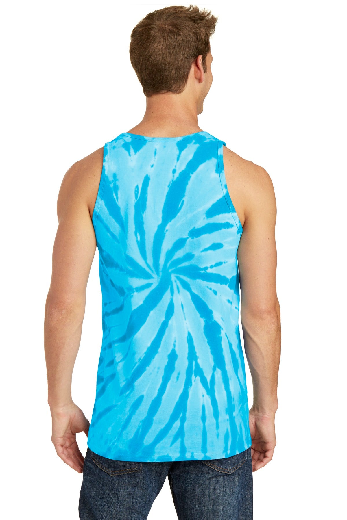 Port & Company Tie-Dye Tank Top.  PC147TT Turquoise